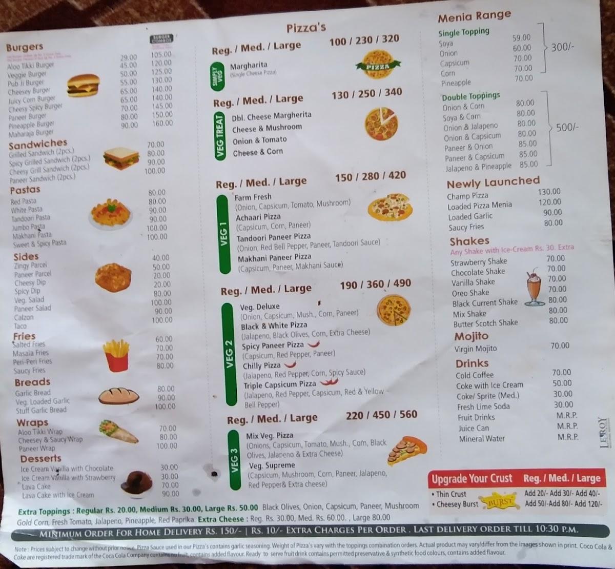 Menu at Hungry Point, Paonta Sahib, ward no. 12