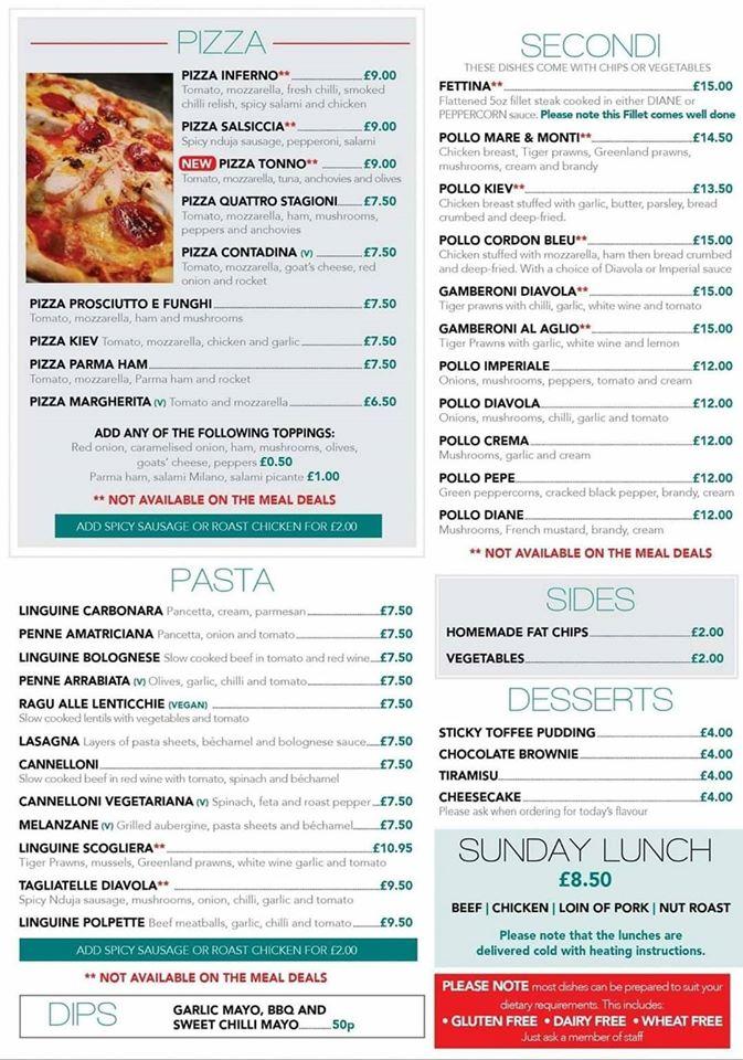 Menu at San Marino Restaurant, Sunderland