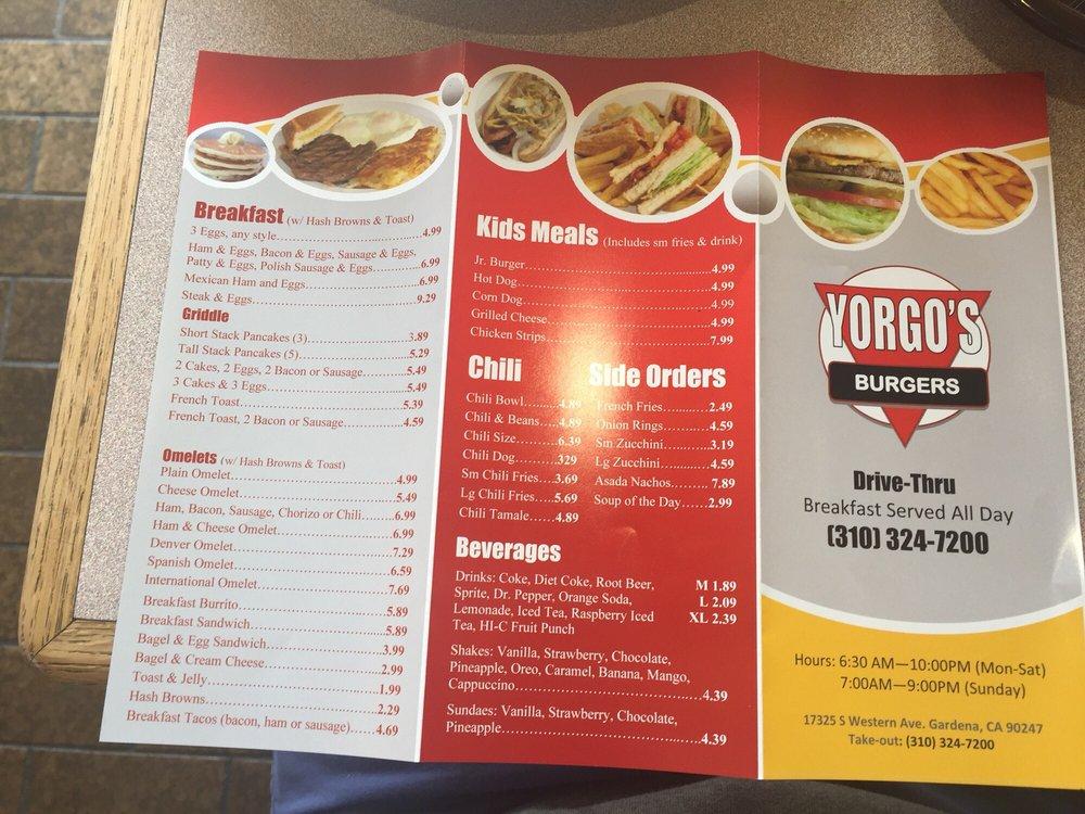 Menu at Burgers restaurant, Gardena