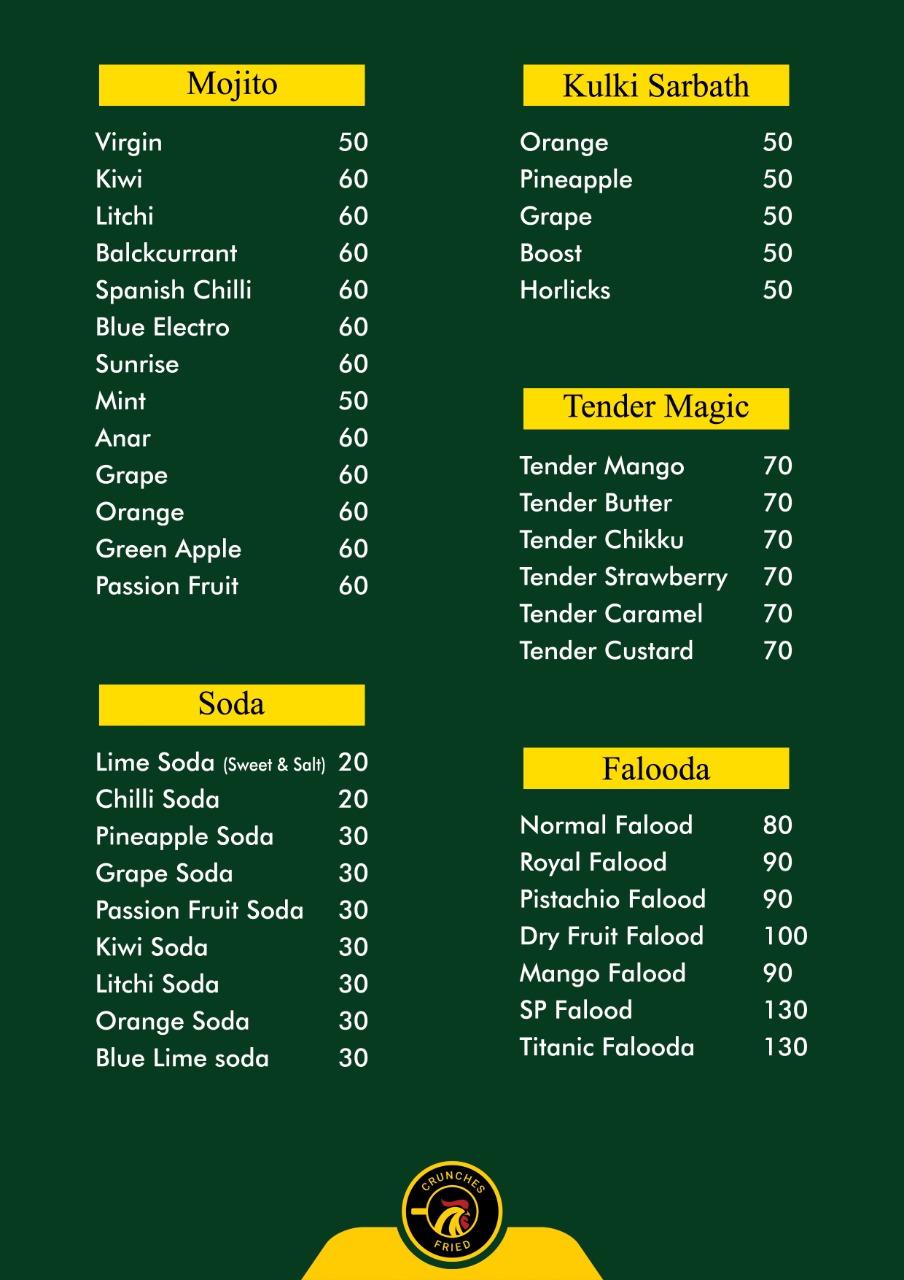 Crunches Cafe menu