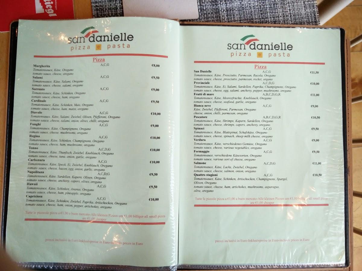 Speisekarte von San Danielle Pizza e Pasta, Schladming