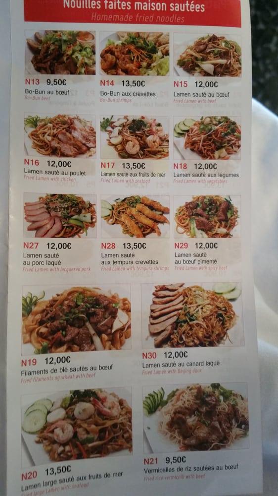 Menu at My Noodles restaurant, Paris