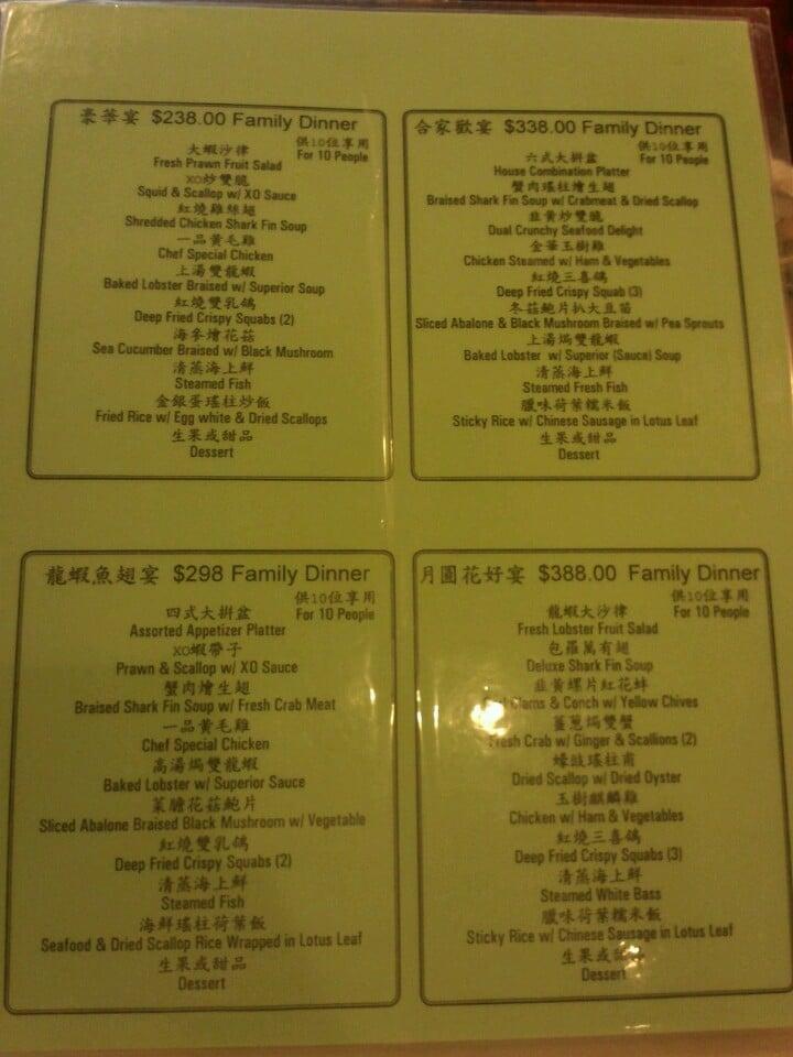 Menu At Riverside Seafood Restaurant, San Francisco