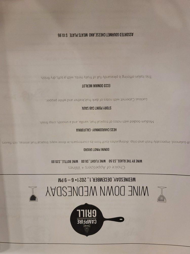 Menu at Campfire Grill restaurant, Massanutten, Delwebb Dr