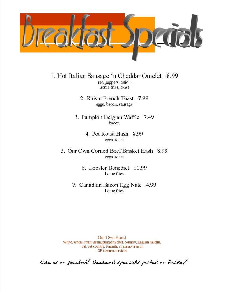 Menu at Chute's Family Restaurant, Windham