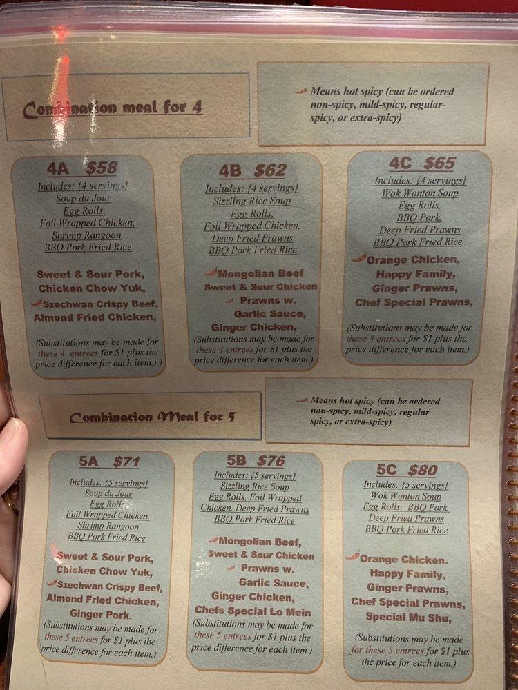 Menu at Dragon Palace restaurant, Stanwood