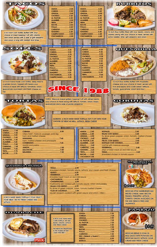 Carta del restaurante El Cuñado Mexican Cuisine, Rogers