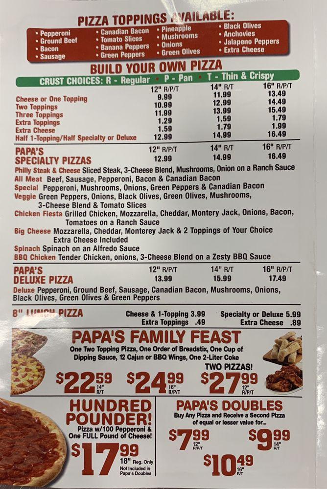 Papa pizza store to go