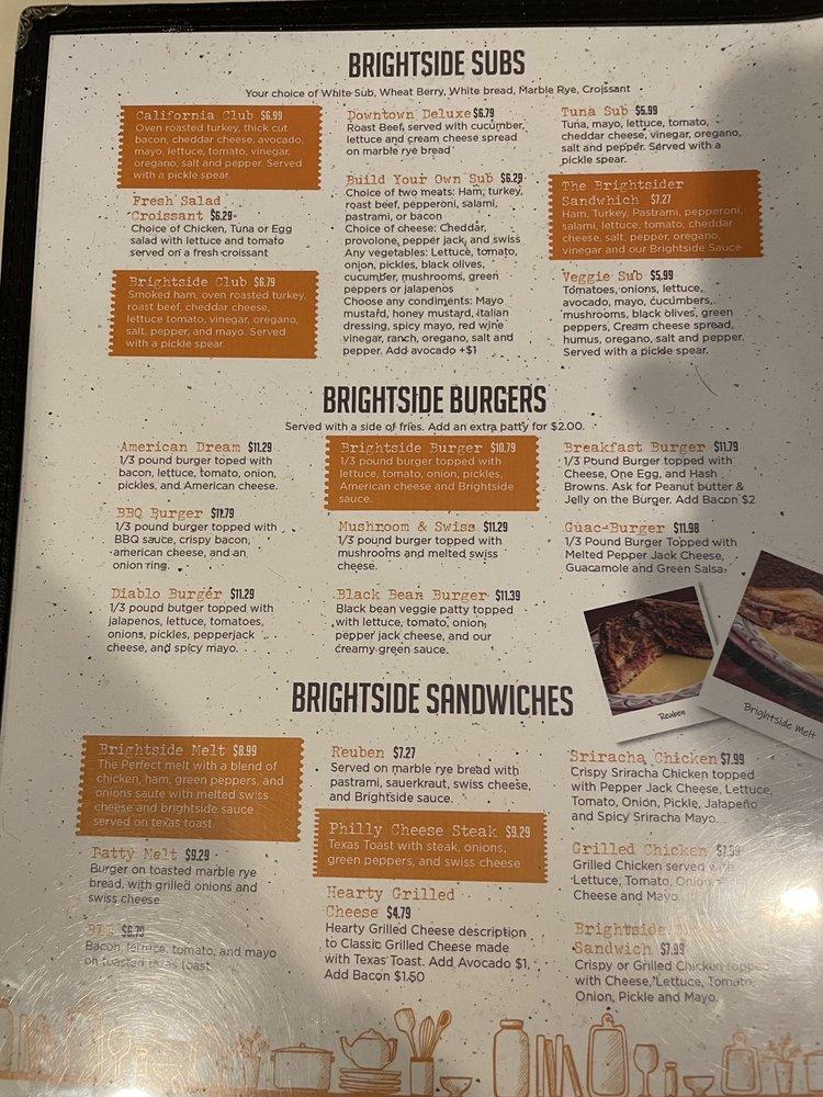 Menu at Brightside Cafe, Sioux City