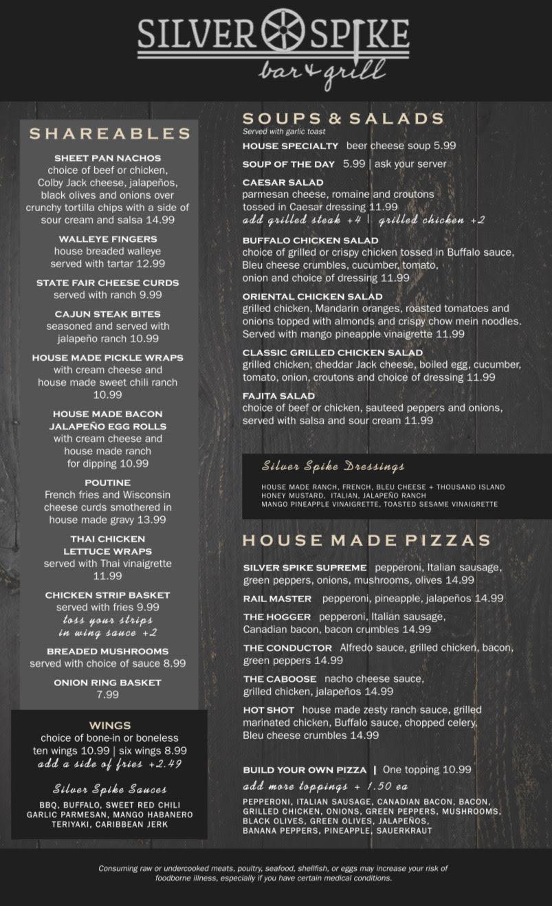 Menu at The Silver Spike Bar & Grill, Dilworth