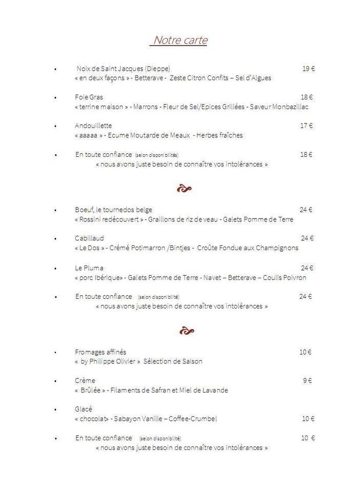 Menu at Fleur de Sel Traiteur Restaurant, Mons