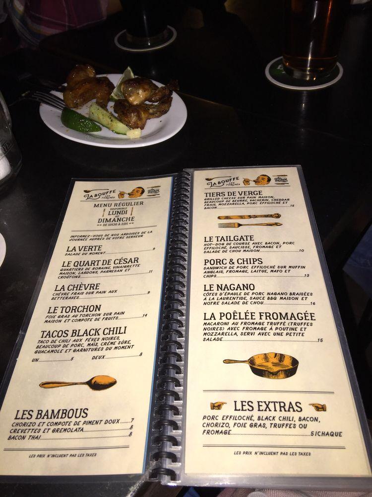 Menu at Taverne Les Torchés pub & bar, Montréal, 74 MontRoyal Ave E