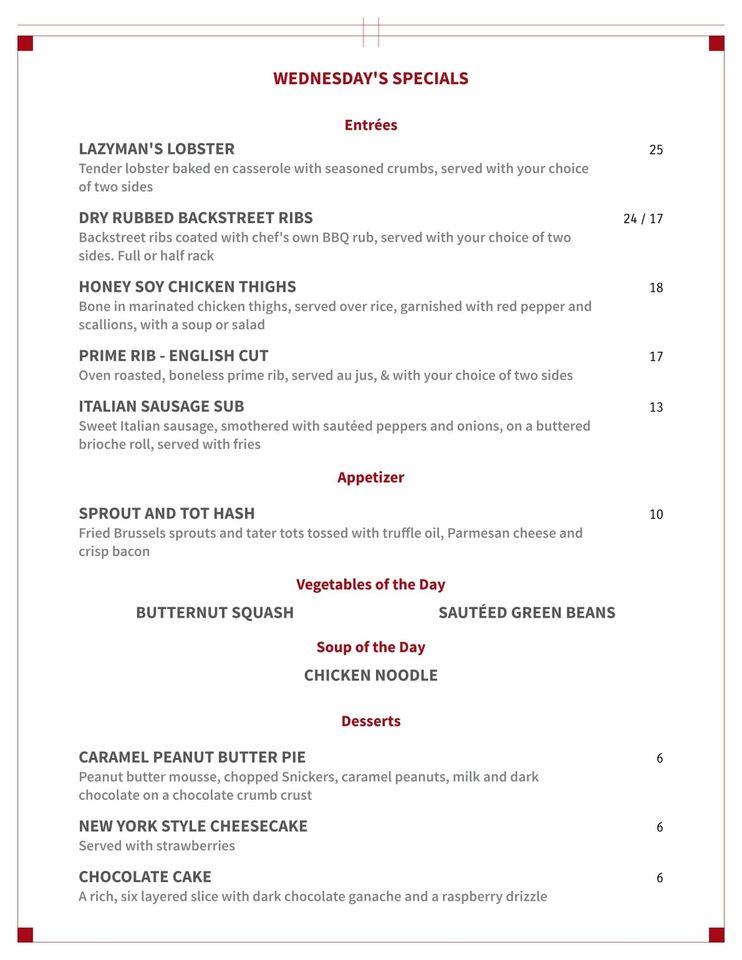 Menu at Backstreet Grille & Tavern pub & bar, Stoughton