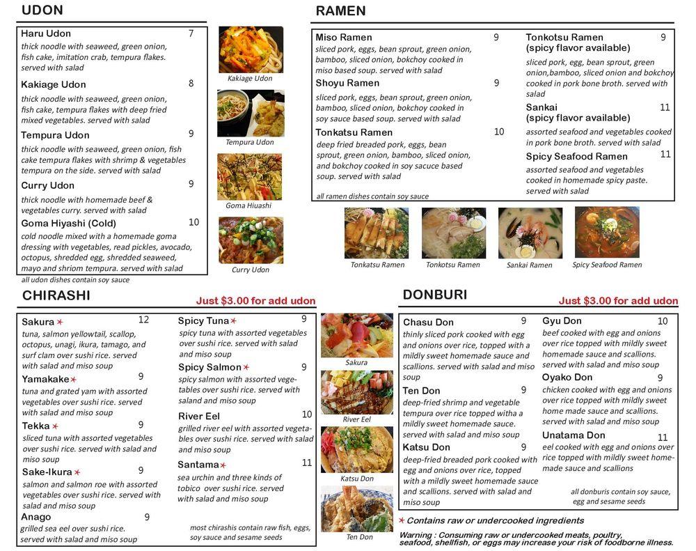 Menu at Tomo Sushi & Karaoke restaurant, Troy