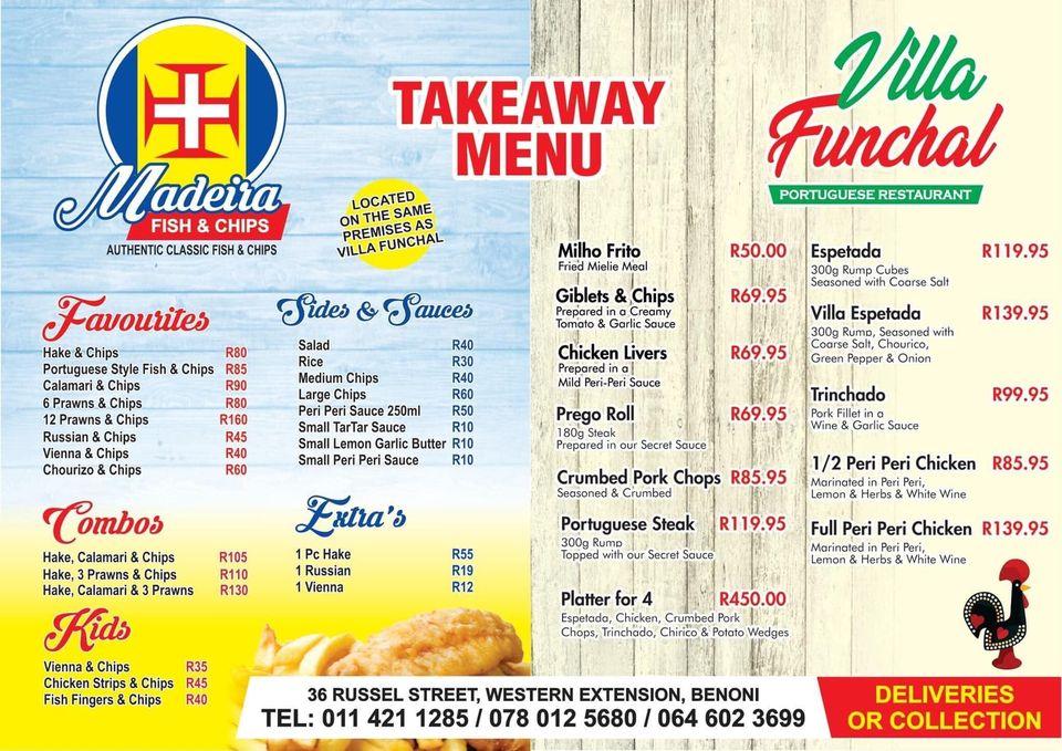Menu at Villa Funchal Grill and Beer Garden restaurant, Benoni, 36