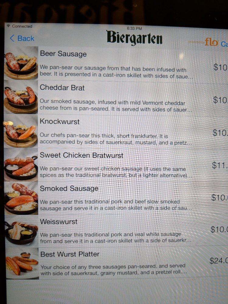 Menu at Biergarten pub & bar, New York City, LaGuardia Airport