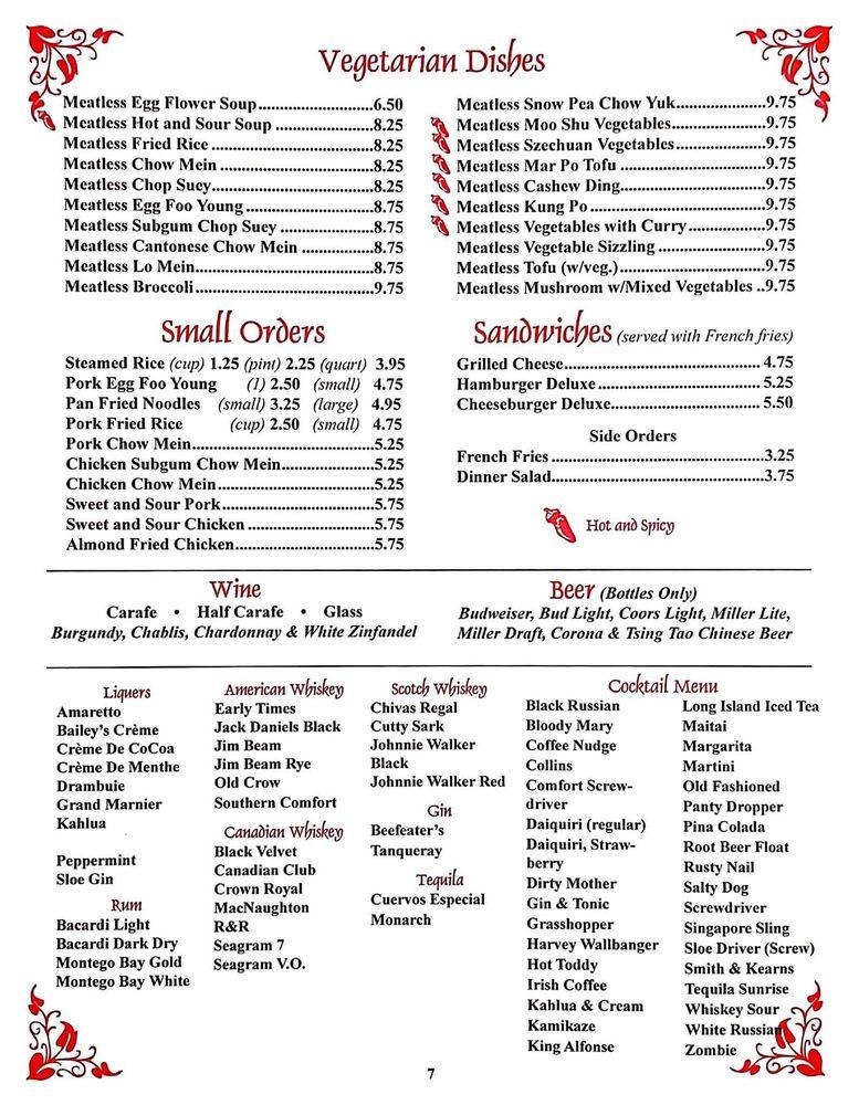 Menu at Ming Wah Restaurant, Spokane