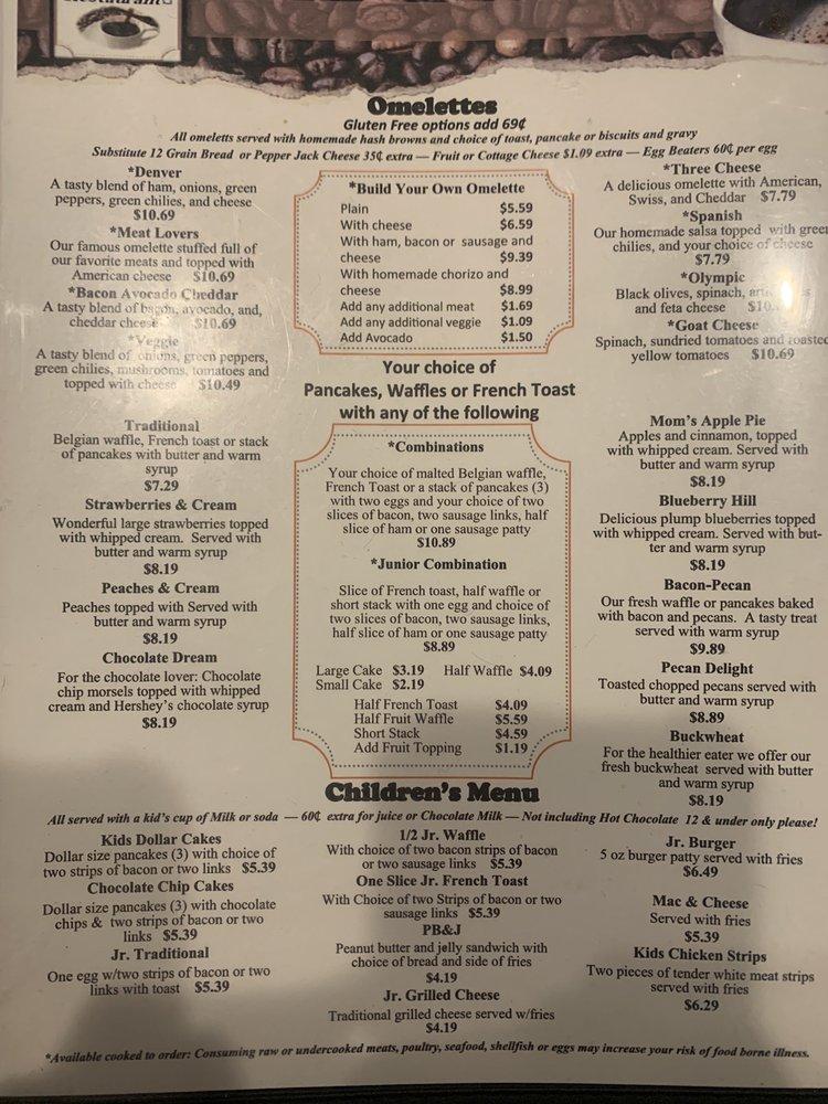 Menu at Randall's Restaurant, Cottonwood