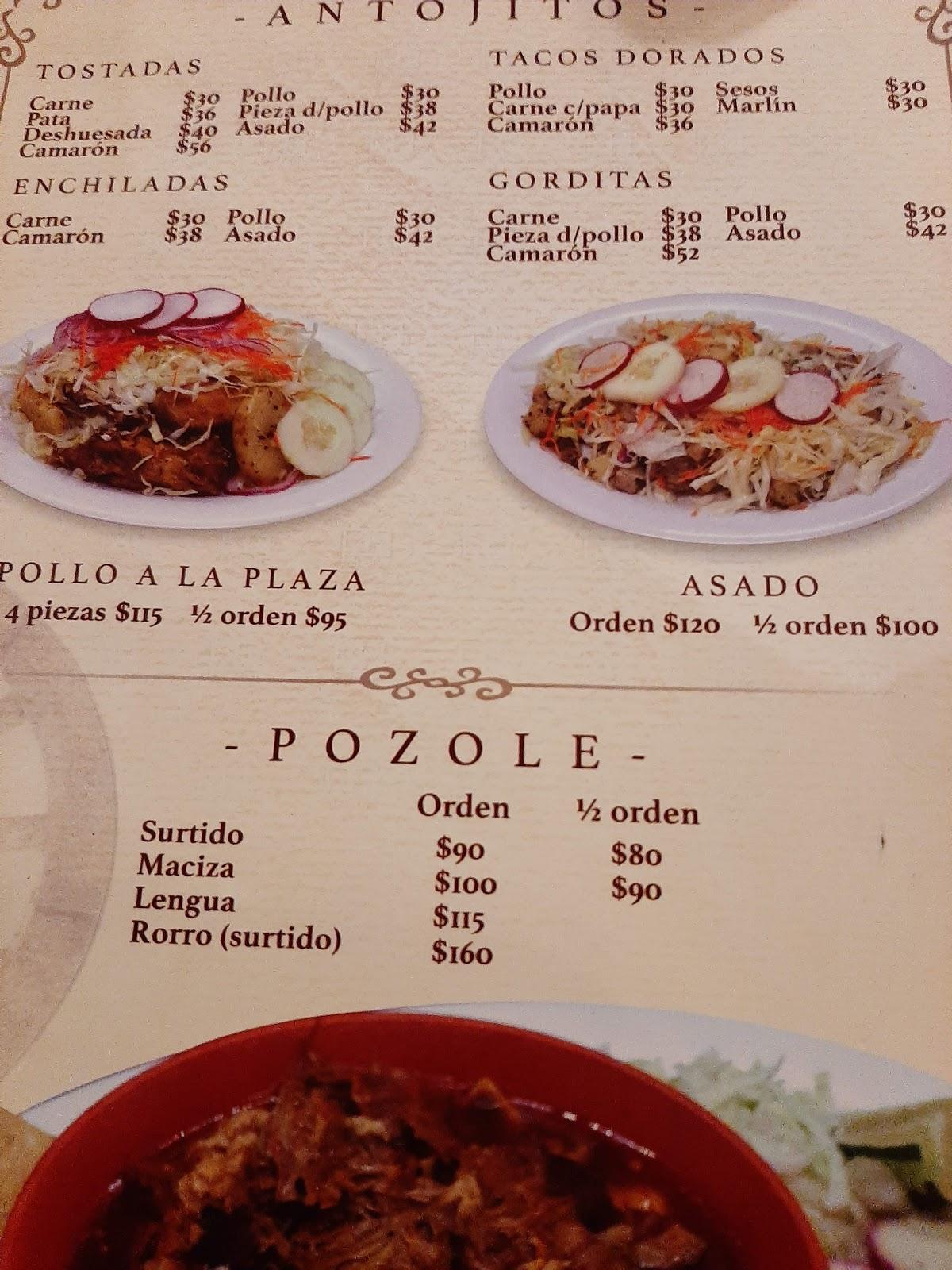 Menu at Cenaduria Chayito restaurant, Mazatlán, Av Camarón Sábalo 5100