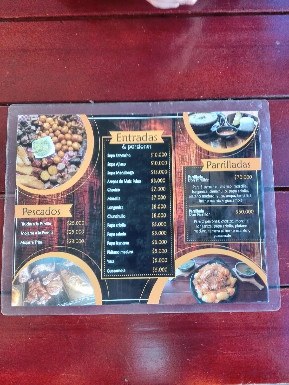 Carta Del Restaurante Don Parrillon La Calera 