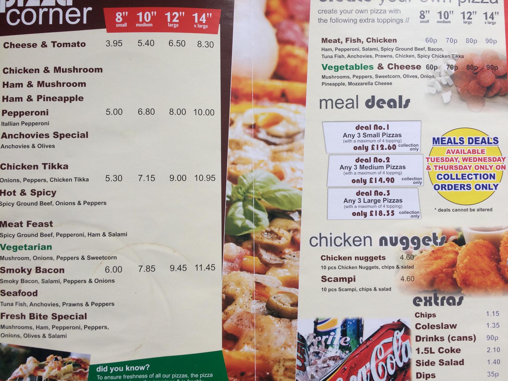 Menu at Fresh Bite Pizzeria, Belper, 7 Market Pl