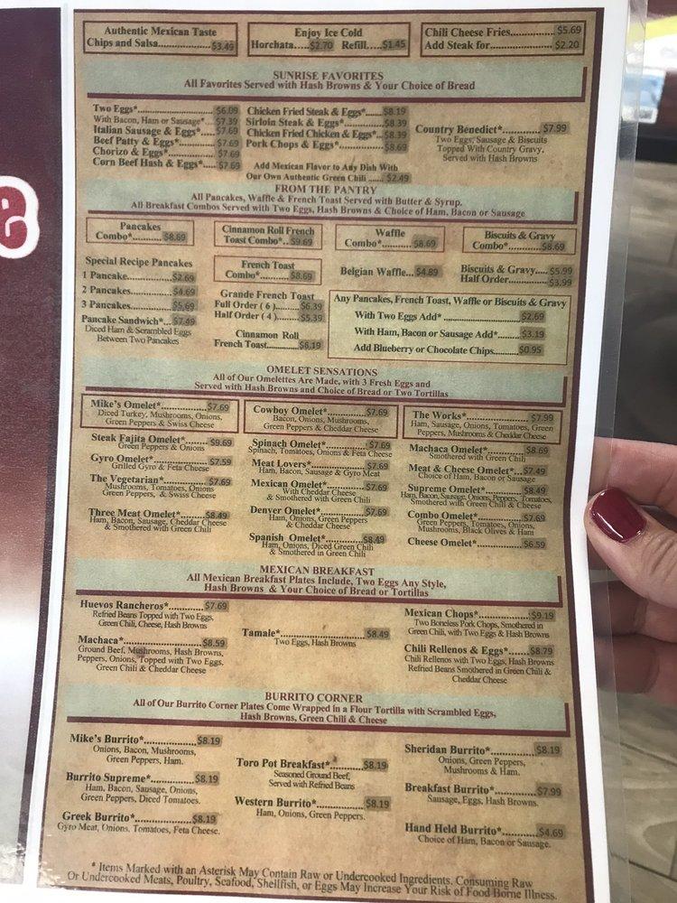 Menu at Mike's Cafe, Englewood