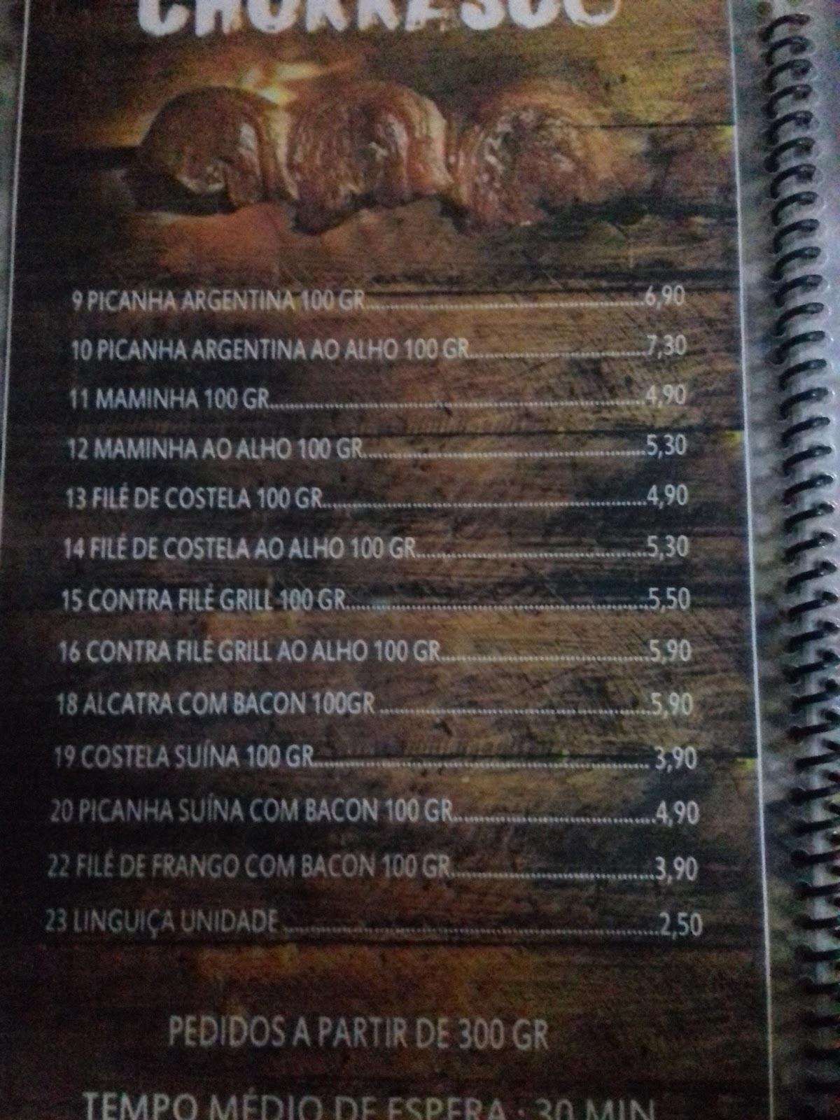 Carta del pub y bar Zimbabwe, Itapipoca