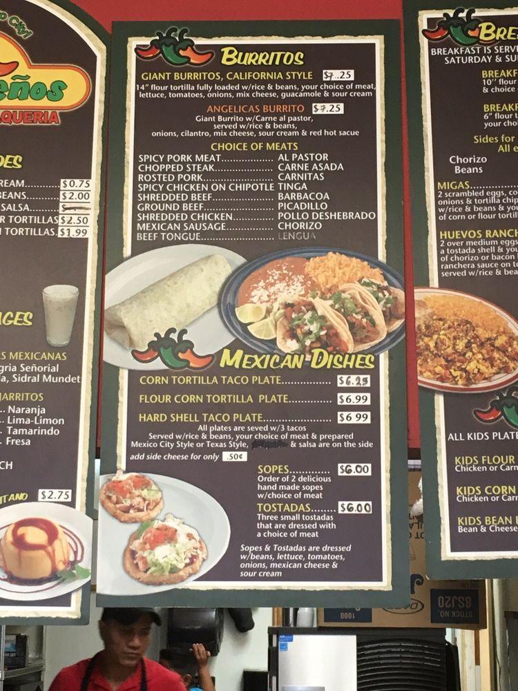 Carta del restaurante Jalapeños Taqueria, Keller