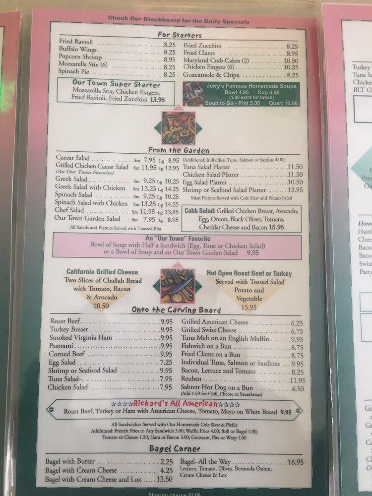 Menu at Our Town Grille restaurant, Malverne