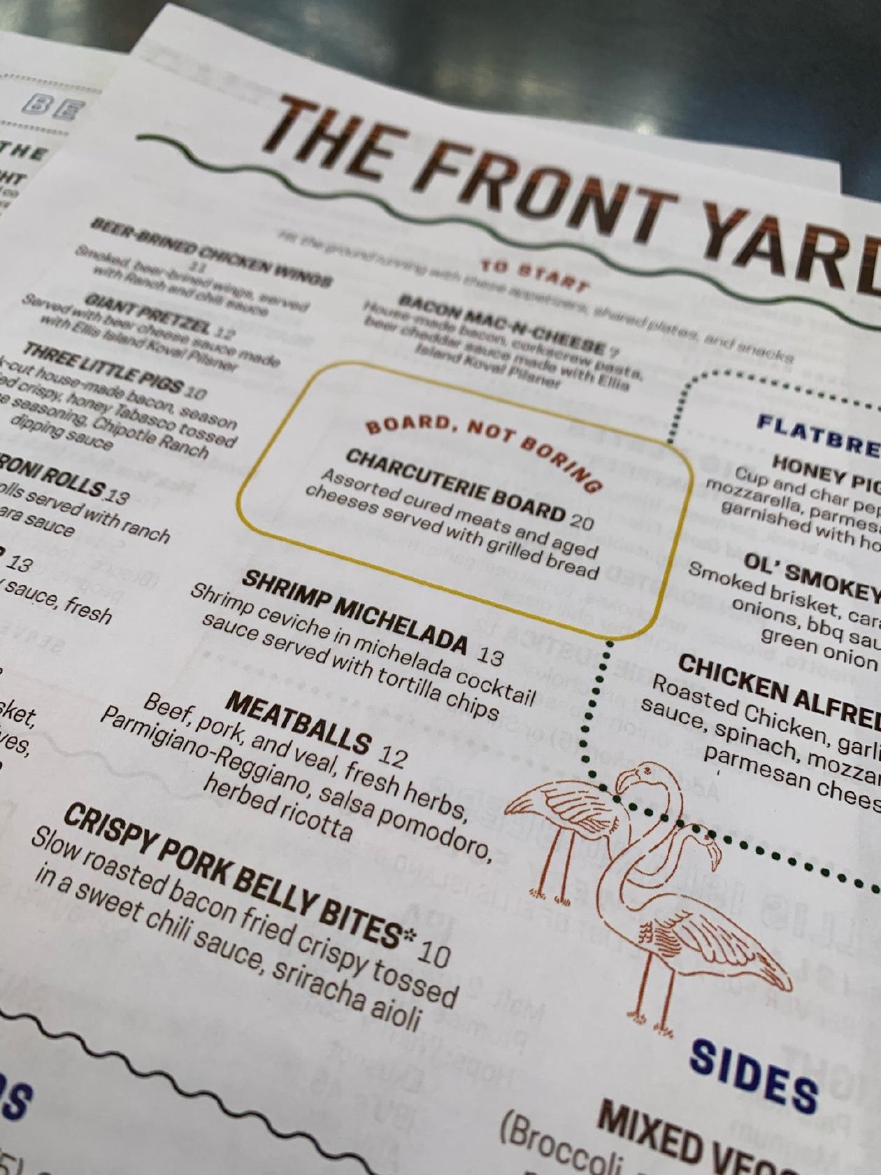Carta del pub y bar The Front Yard, Las Vegas