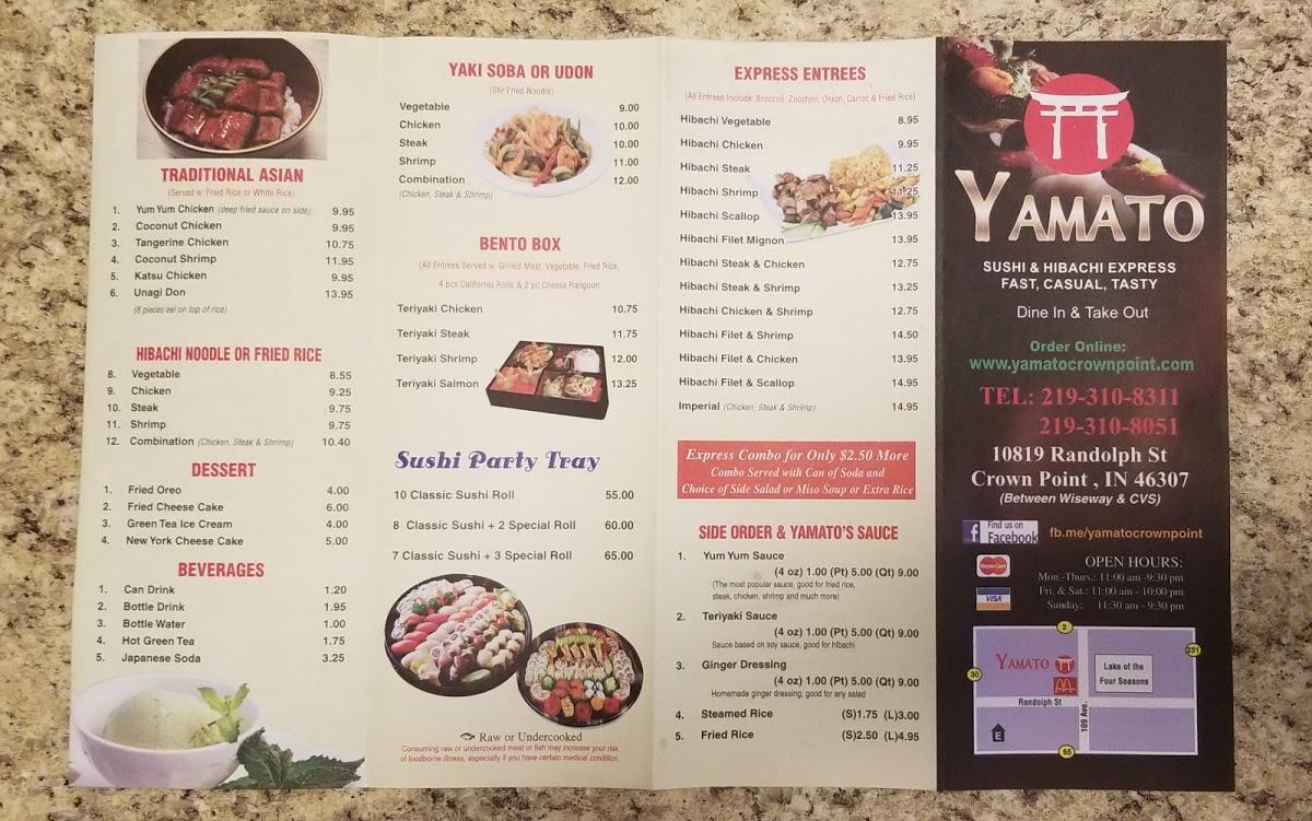 Carta del restaurante Yamato Sushi & Hibachi, Lakes of the Four Seasons