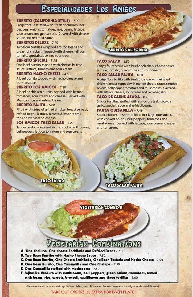 Menu at Los Amigos Mexican Restaurant, Huntington