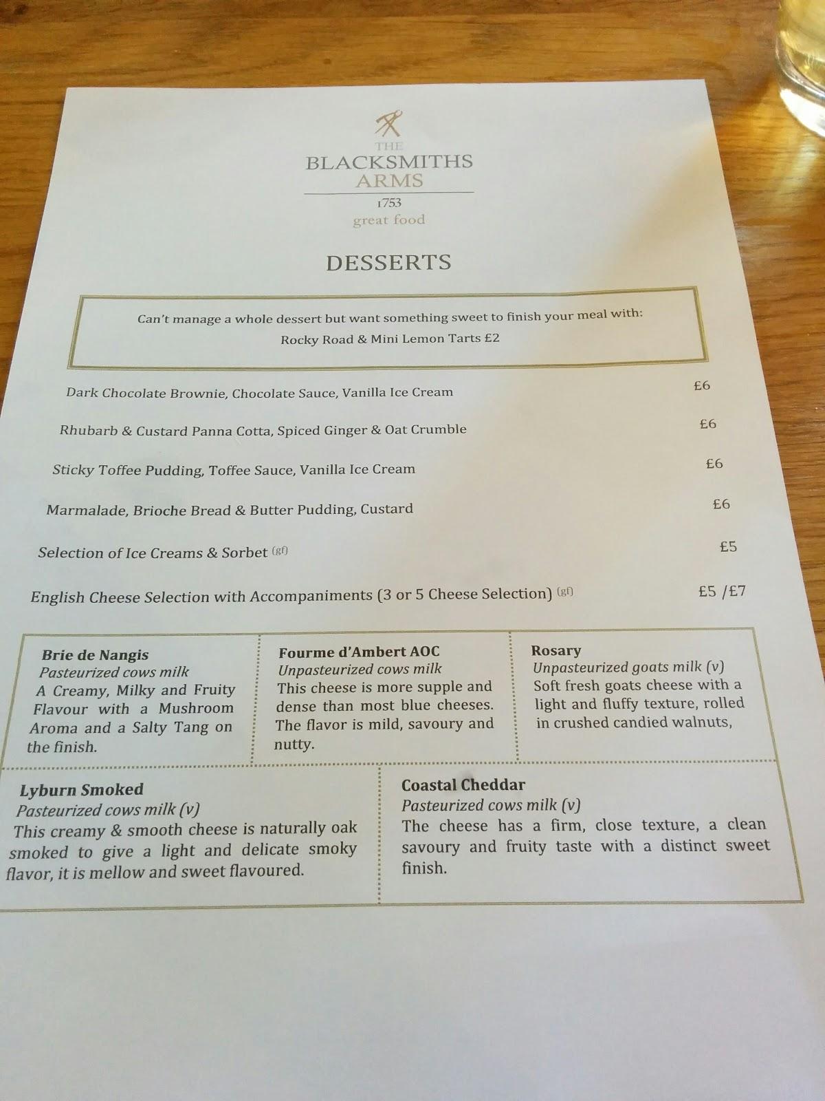 Menu at The Blacksmiths Arms restaurant Barrow upon Soar 2 4