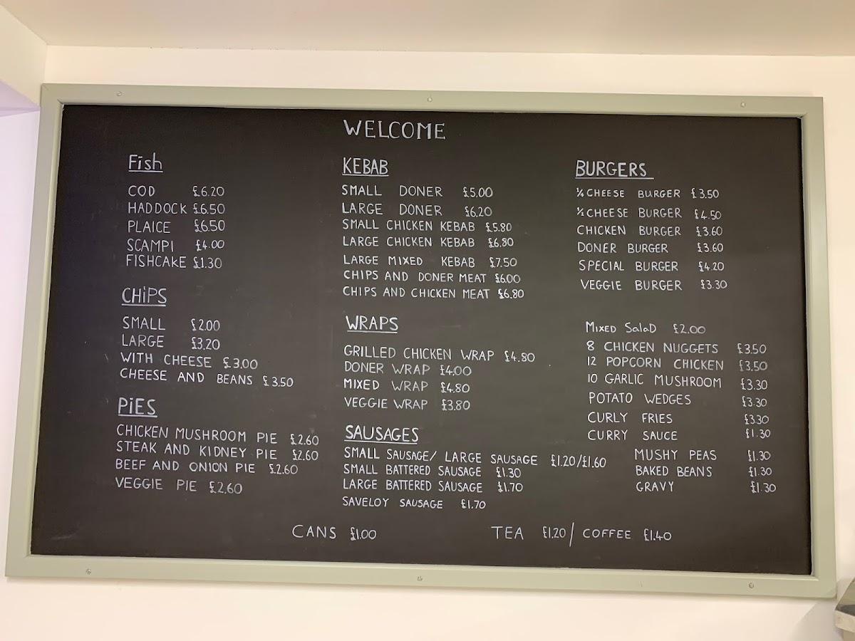 Menu at Littlemore Fish Bar, Oxford
