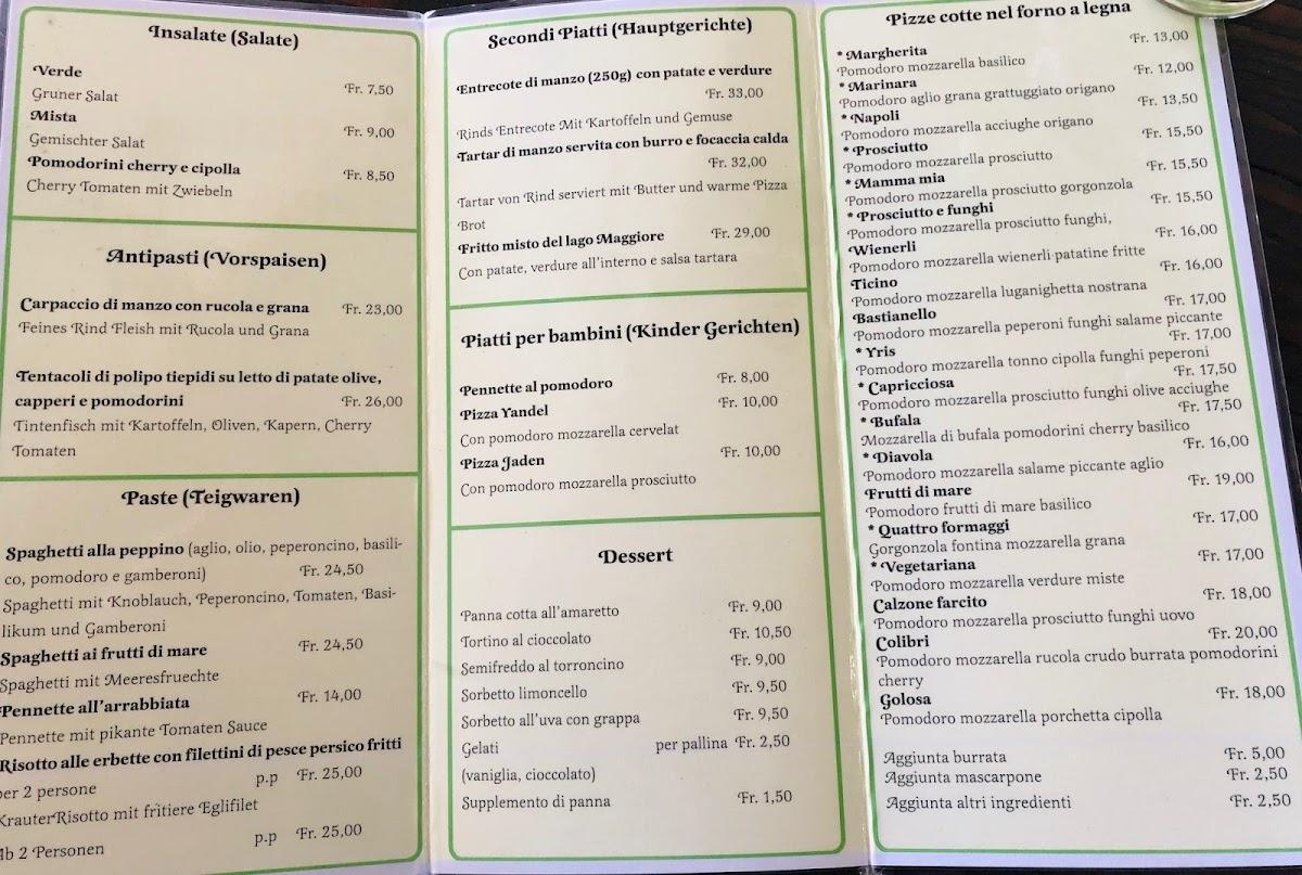 Speisekarte von Osteria Pizzeria Colibrì Brissago, Brissago TI, Via R
