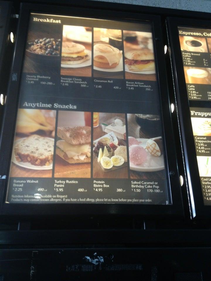 Menu at Starbucks cafe, Dobbs Ferry, 45 Stanley Ave