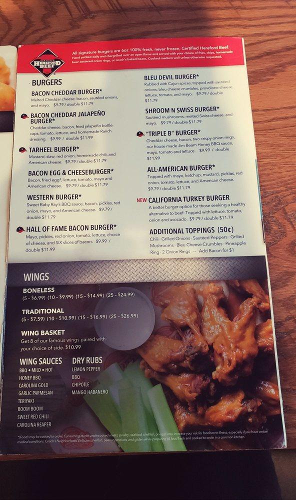 Menu at Coach's Neighborhood Grill Mount Airy restaurant, Mount Airy