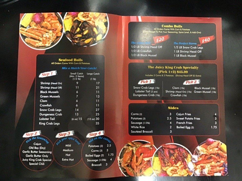 Menu at Juicy King Crab Express restaurant, New York City, Church Ave
