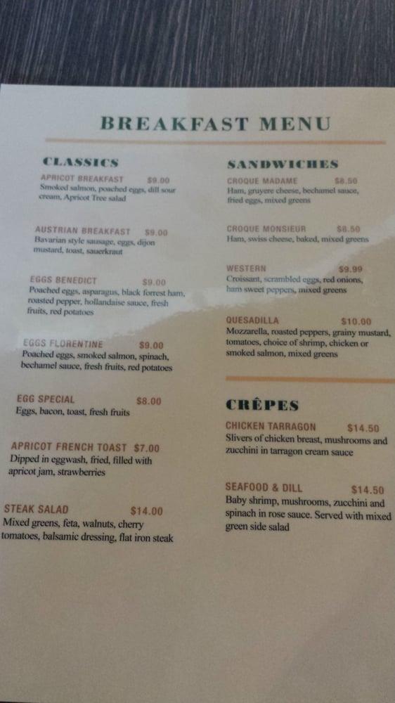 Menu at The Apricot Tree Cafe, Mississauga