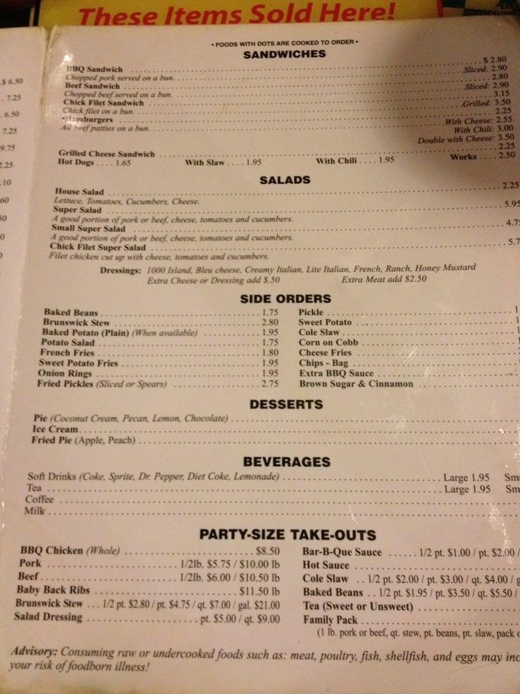 Menu at Collett Country Store and Johnny's BBQ, Powder Springs