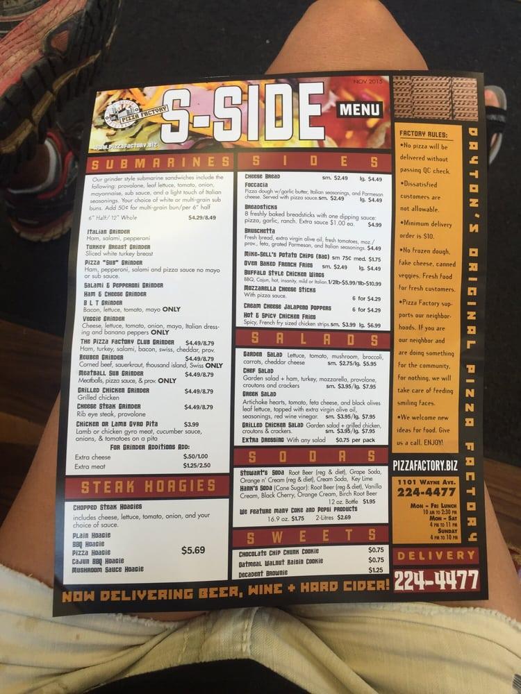 Menu at Pizza Factory Dayton's Original pizzeria, Dayton