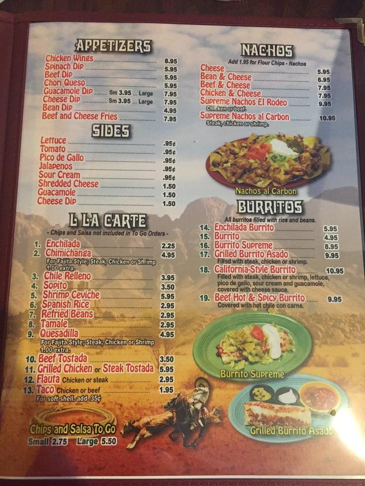 Menu at El Rodeo Mexican Restaurant Robertsdale, Robertsdale