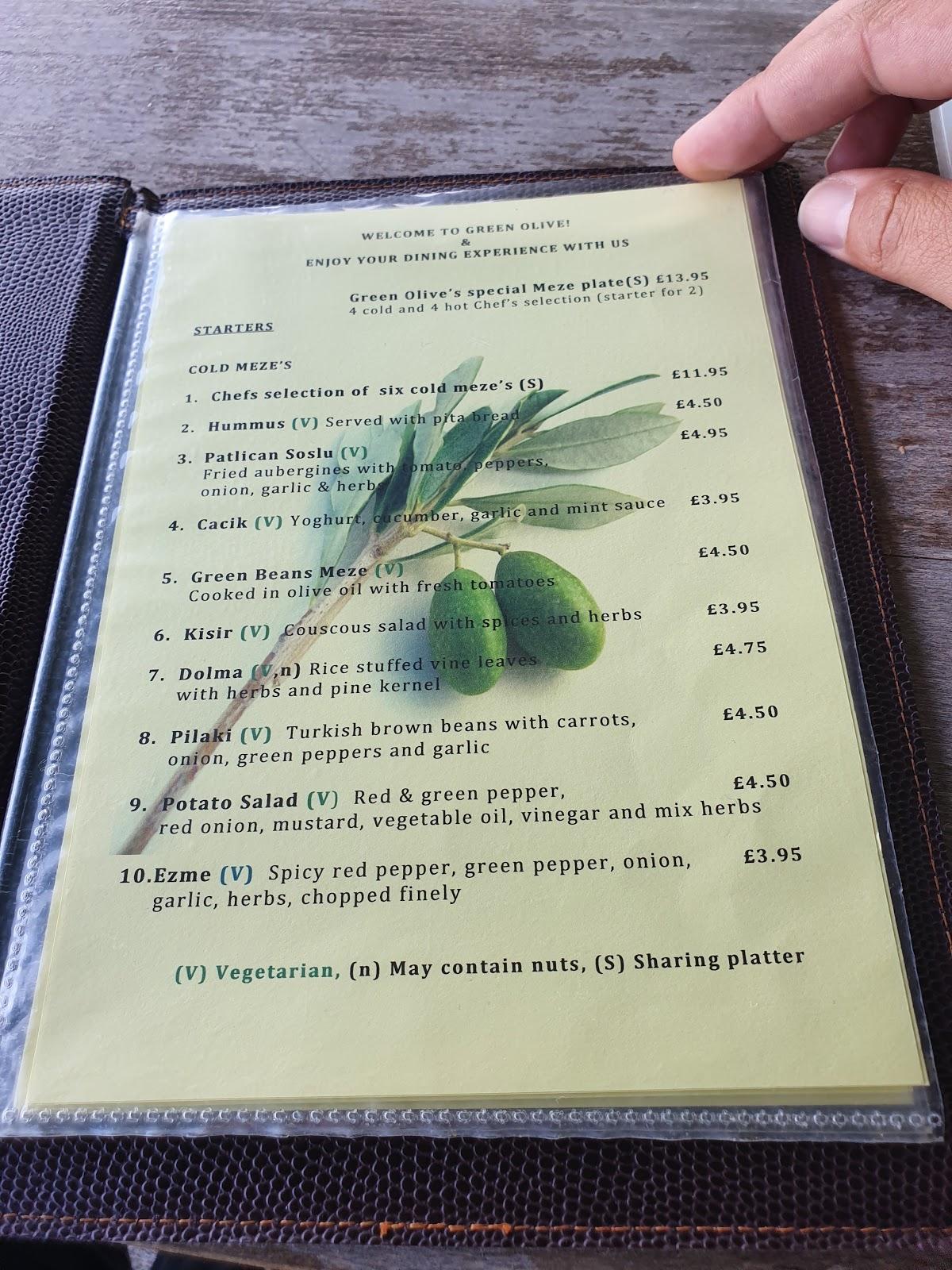 Menu at Green Olive Meze Restaurant & Bar, Bridgwater