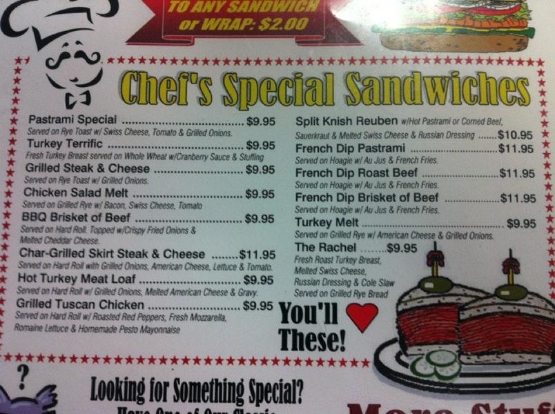 Menu at Katz's Deli Restaurant, Woodbridge