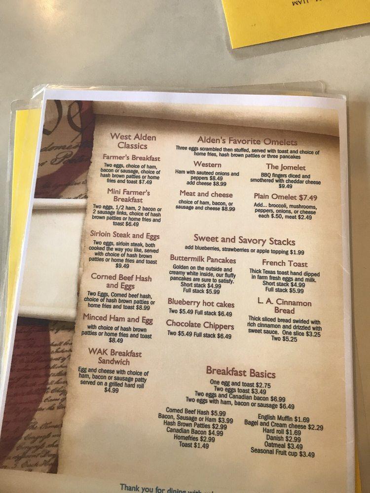 Menu at West Alden Kitchen restaurant, Alden