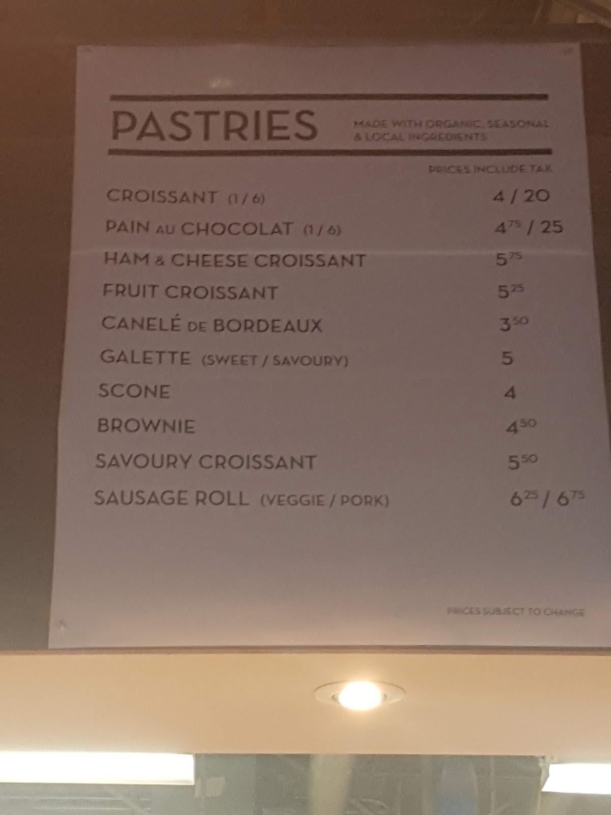 Menu at The Night Oven Bakery, Saskatoon