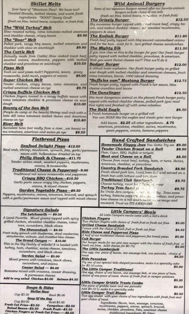 Menu at Campfire Grill restaurant, Clarence