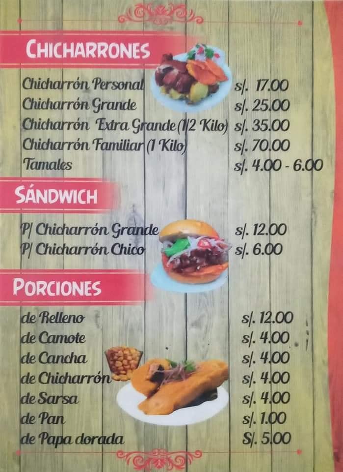 Carta del restaurante El PUERQUITOChicharroneriaSanta Anita, Lima