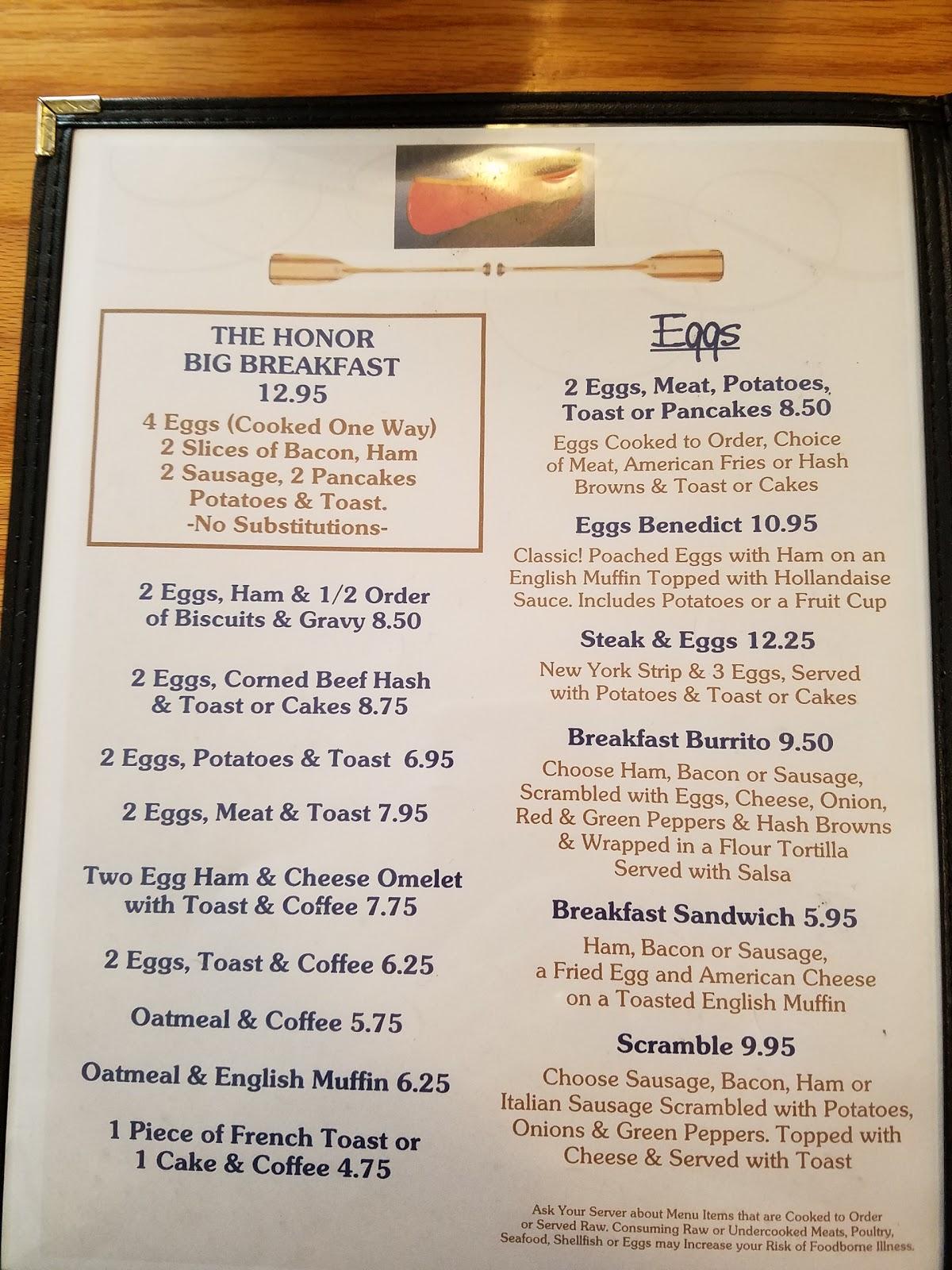 Menu at Platte River Inn pub & bar, Honor