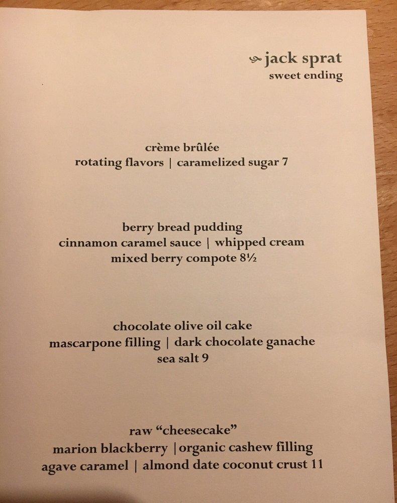 Menu at Jack Sprat pub & bar, Anchorage